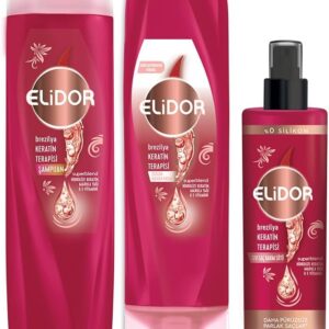Elidor Brazil Keratin Therapy Shampoo 400 ml + Elidor Brazil Keratin Therapy Serum Care Cream 350 ml + ELIDOR KERATIN LIQUID MAINTENANCE SILK SILK SILVER 200ML