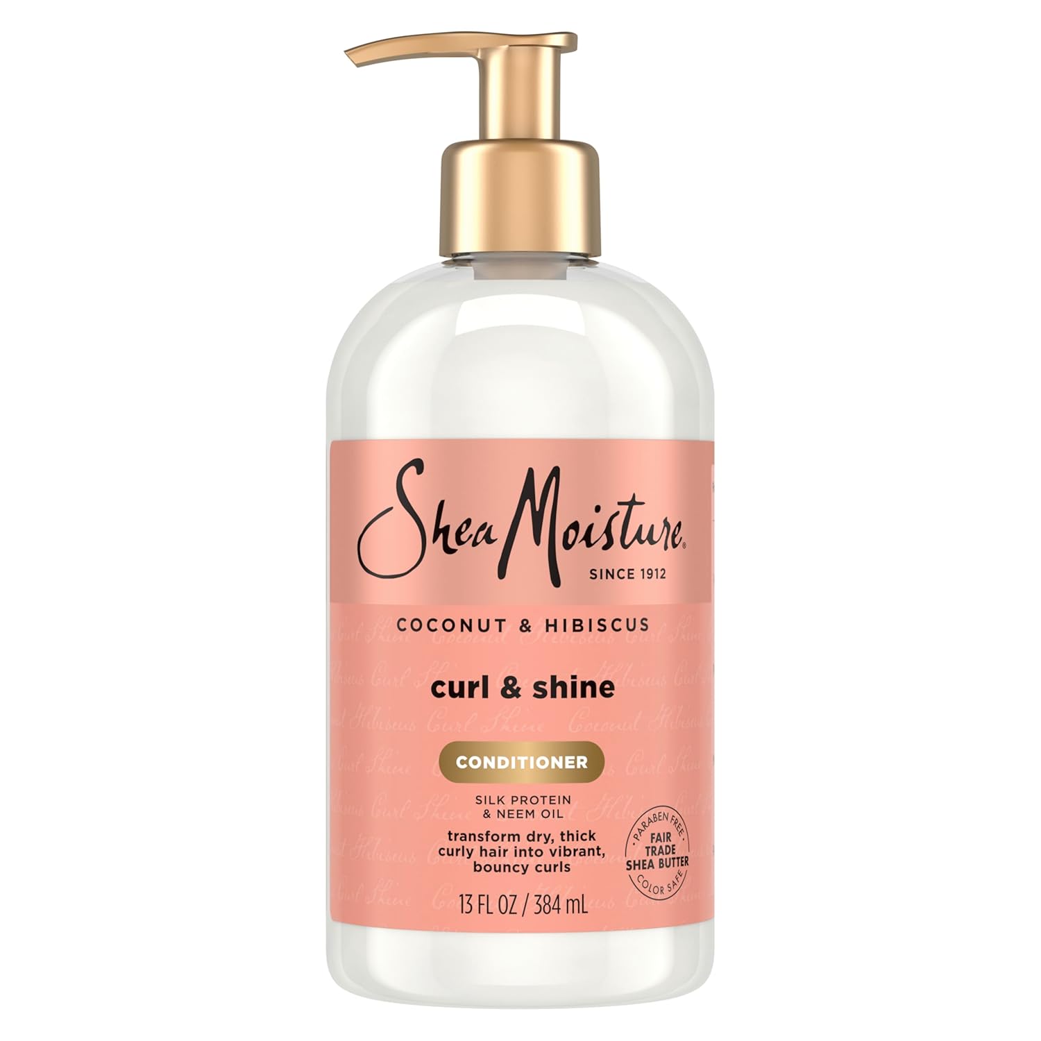 Shea Moisture Coconut & Hibiscus Curl & Shine Conditioner no silicones or sulphates for thick, curly hair 384 ml
