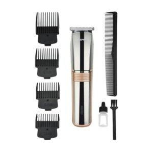 Geepas Rechargeable Hair and Bread Trimmer, 4 Guide Combs, GTR56047 | Professional Cordless Hair Clippers | Rechargeable Haircut Kit with Steel Blade