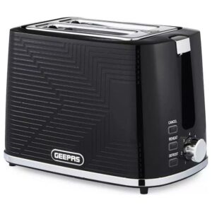 GEEPAS GBT36554UK-BK - 2 Slice Toaster | 7 Browning Levels Cancel Defrost Reheat | For Thin Small Bread Slice, Removable Crumb Tray Cool Touch Housing High Lift | Space-Saving Design