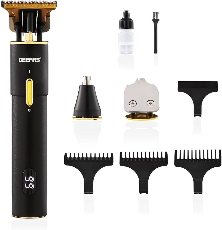 Geepas 3-in-1 Grooming Kit, Rechargeable Trimmer, GTR56045 | T-Blade, Nose Trimmer And Carver Blade