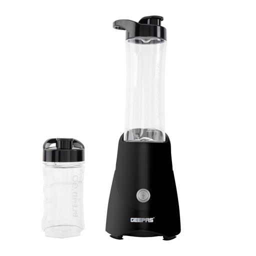 Geepas GSB44075 300W Personal Blender - Stainless Steel Blades, On/Off Control | 570 & 400 ML BPA-Free Bottles with Carry Hook | Safety Lock | Ideal for Juice, Milk Shake, Puree & More