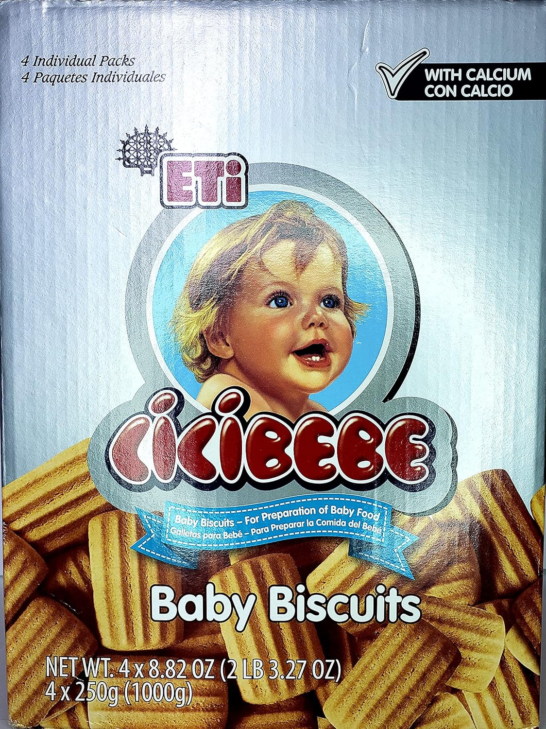 ETI Cicibebe Baby Biscuits (Bebek BiskĂĽvisi) 1000 Gr (4X250 gr) 2.2 pounds- Lot of 1