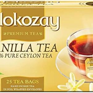 Alokozay Vanilla Tea, 25 Tea Bags, Flavoured tea,100% Pure Ceylon Tea (Pack of 24)