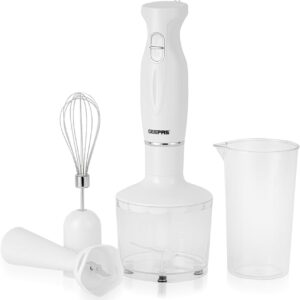 Hand Blender Set - 2-Speed, Detachable Stick Blender & Whisk | Stainless Steel Blades | Ideal for Smothies, Shakes, Purees & more GHB6144 White/Silver/Black