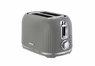 Geepas Fluted Bread Toaster- GBT36558UK-GR/ 2 Slice Slot, with 6 Adjustable Browning Control and Removable Crumb Tray, Defrost and Reheat Button